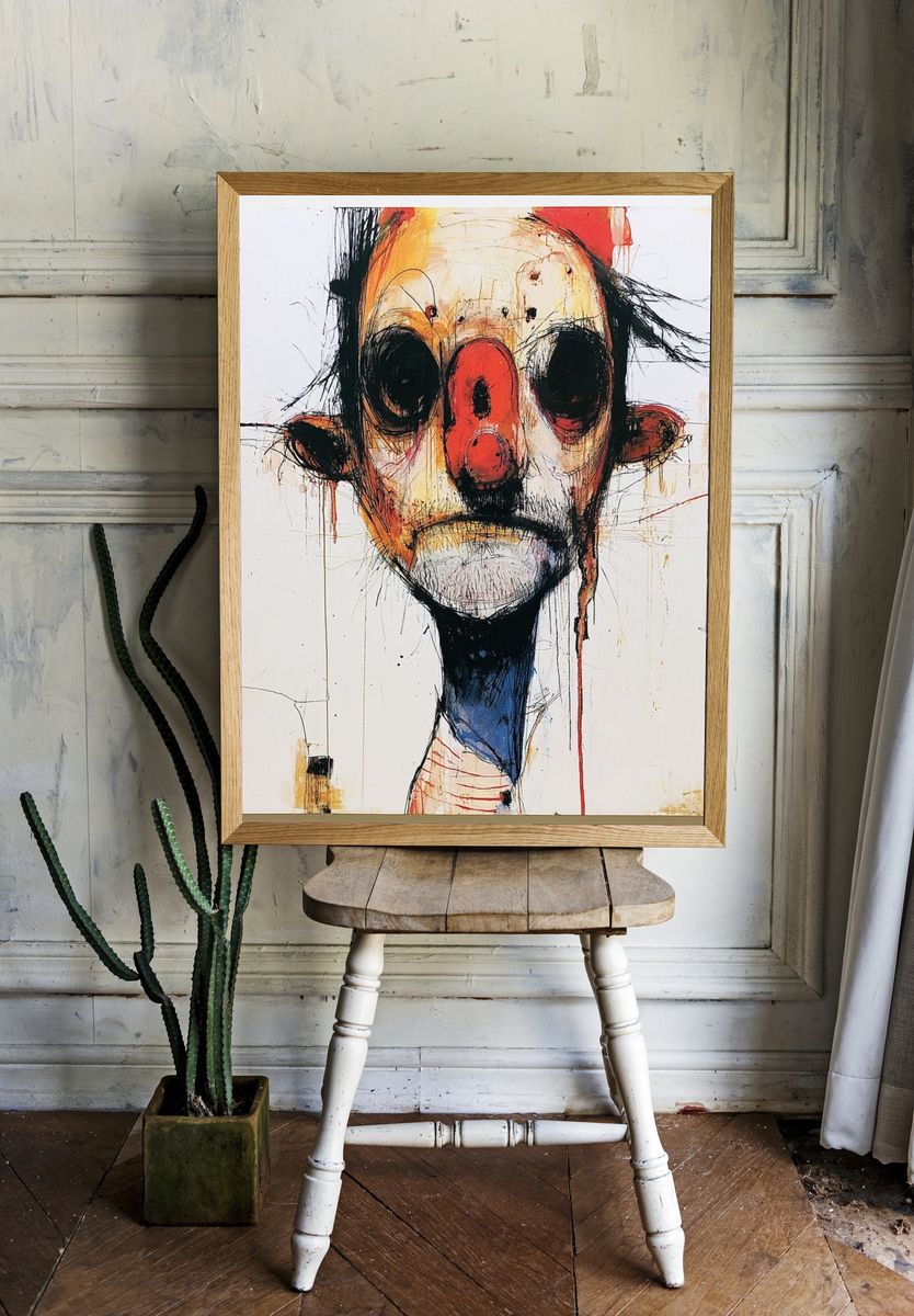 Abstract Face Expressionism Poster. — room view 1