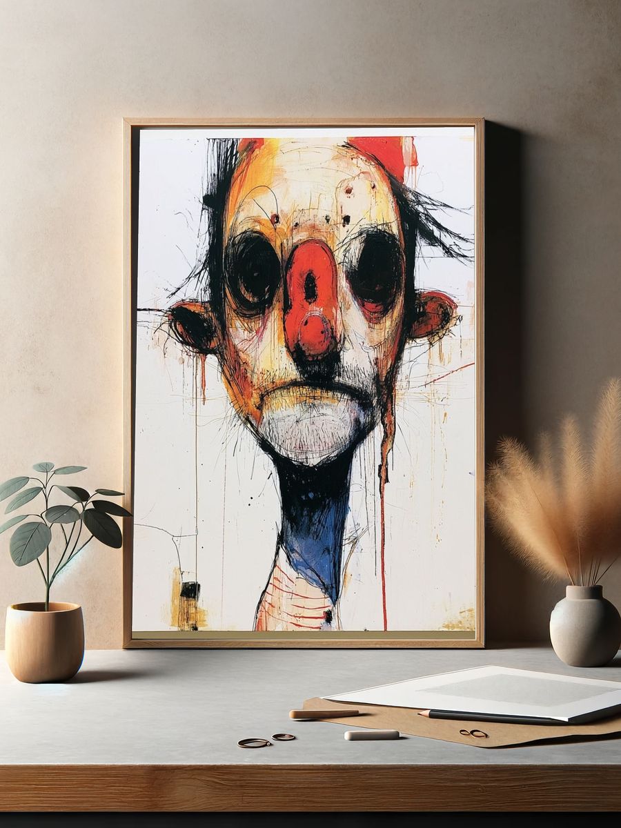 Abstract Face Expressionism Poster. — room view 2
