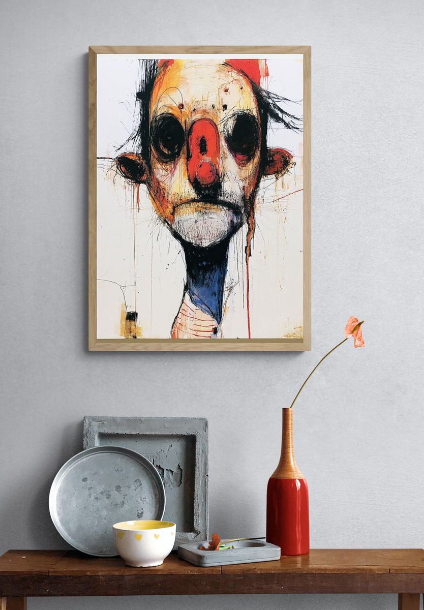 Abstract Face Expressionism Poster. — room view 3