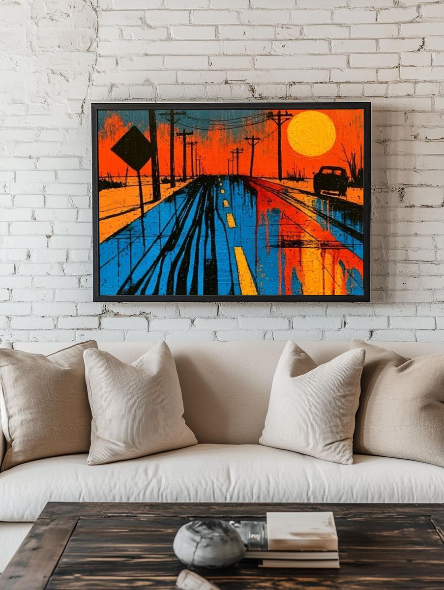 Sunset Highway Expressionist Poster. room preview