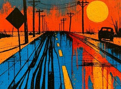 Sunset Highway Expressionist Poster. poster