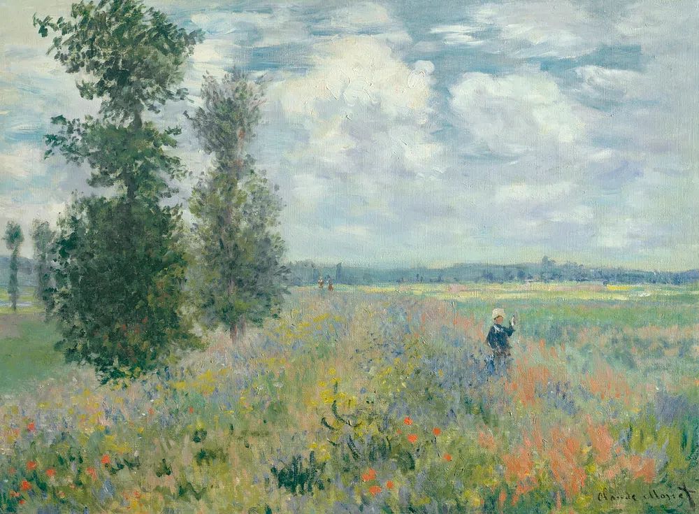 Flower Field with Figure — Impressionist Print. poster detail
