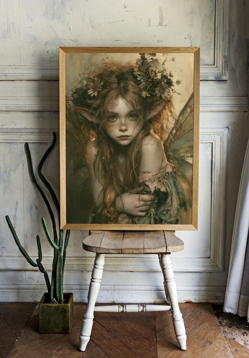 Forest Fairy Portrait Print. room preview