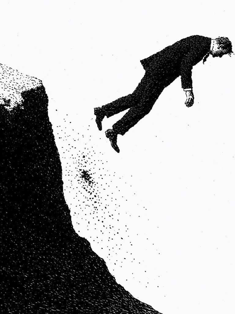 Falling Figure Black-White Print. poster detail
