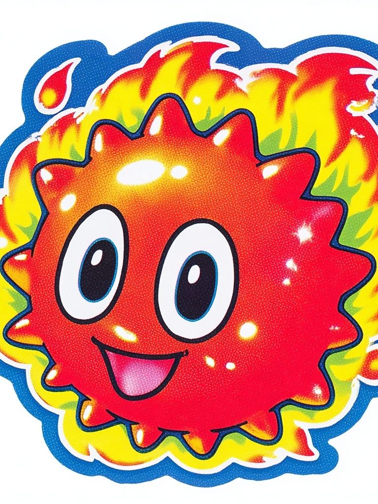 Cute Fireball Character — Illustration Print. poster — illustration art