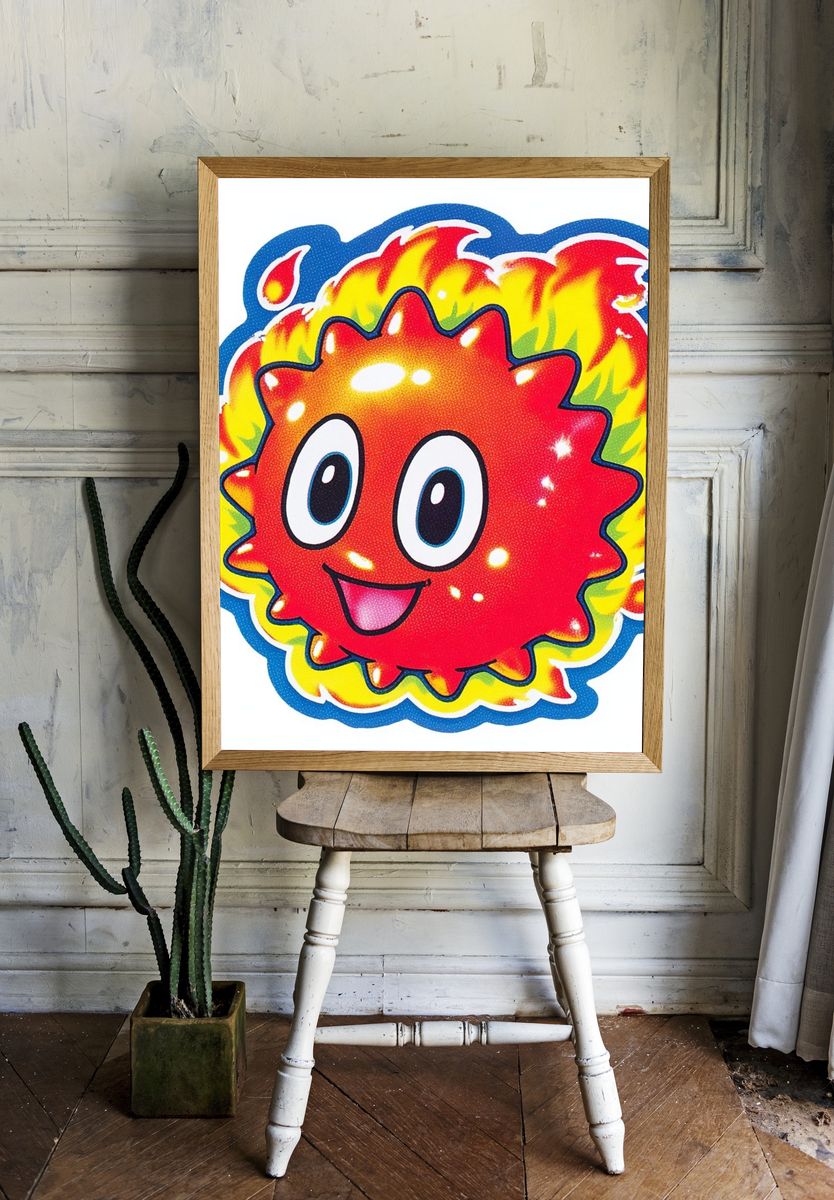 Cute Fireball Character — Illustration Print. — room view 1
