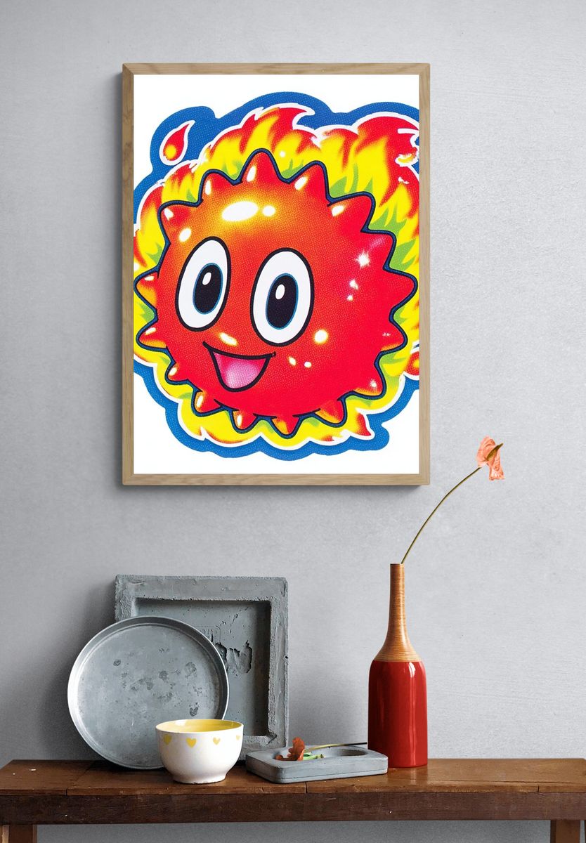 Cute Fireball Character — Illustration Print. — room view 3
