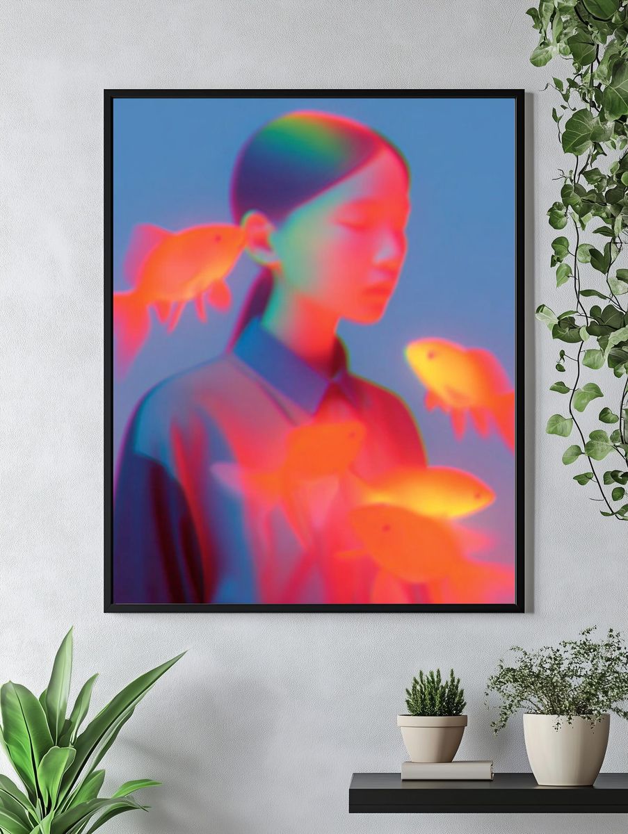 Surreal Goldfish Dream — Fine Art Print. — room view 4
