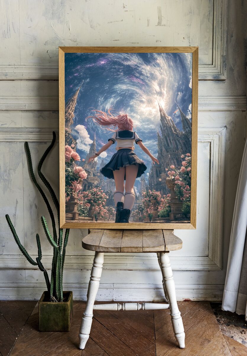 Fantasy Girl in a Magical Landscape Poster. — room view 1