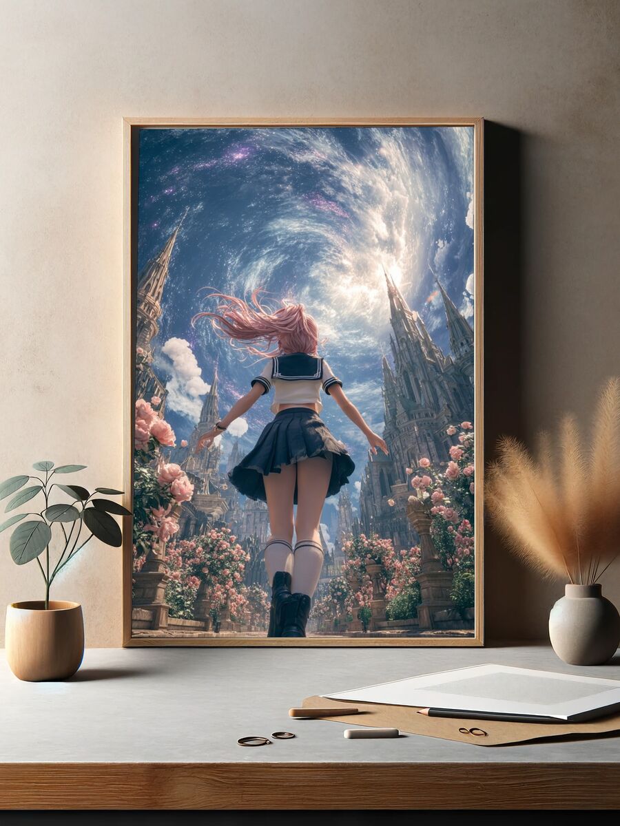 Fantasy Girl in a Magical Landscape Poster. — room view 2