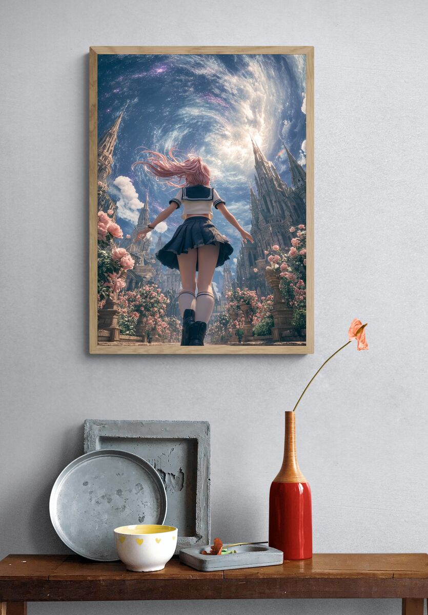 Fantasy Girl in a Magical Landscape Poster. — room view 3