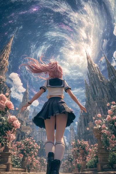 Fantasy Girl in a Magical Landscape Poster. poster print