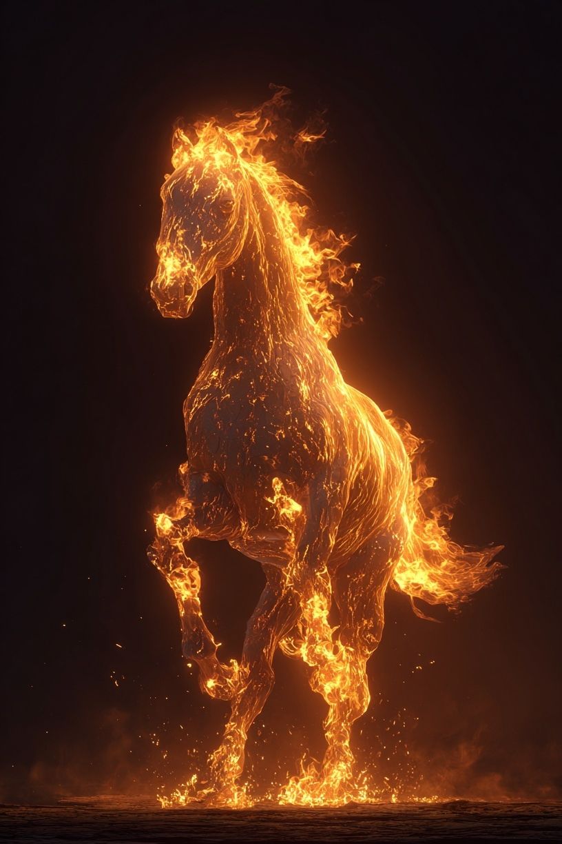 Flaming Horse Digital Art Poster. poster detail