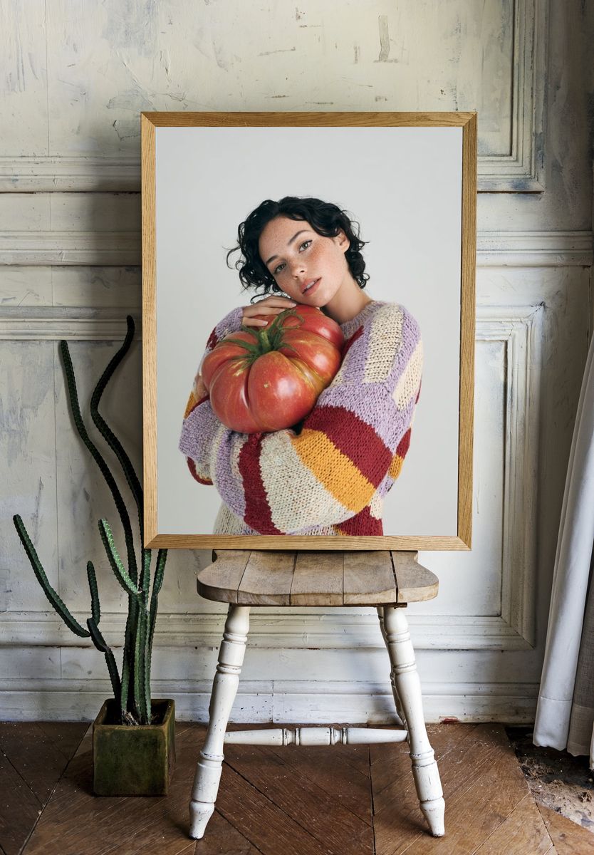 Woman Holding Tomato — Fashion Photography Print. — room view 1