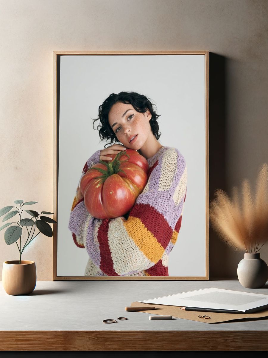 Woman Holding Tomato — Fashion Photography Print. — room view 2