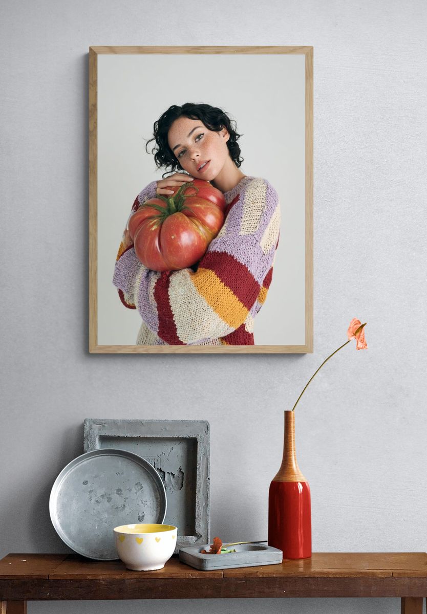 Woman Holding Tomato — Fashion Photography Print. — room view 3