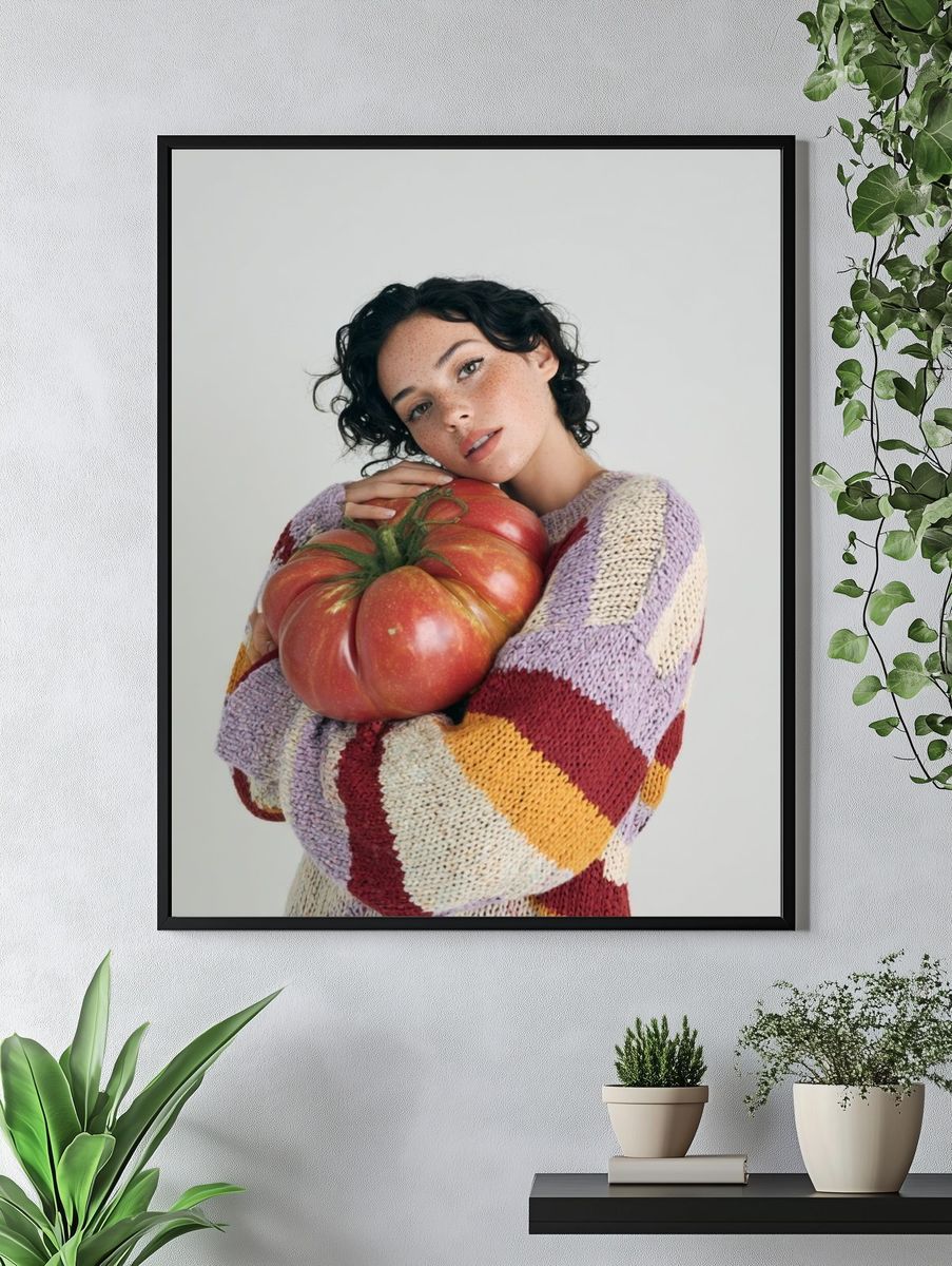 Woman Holding Tomato — Fashion Photography Print. — room view 4