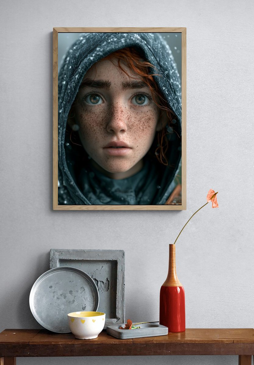 Freckled Hooded Portrait Print. — room view 3