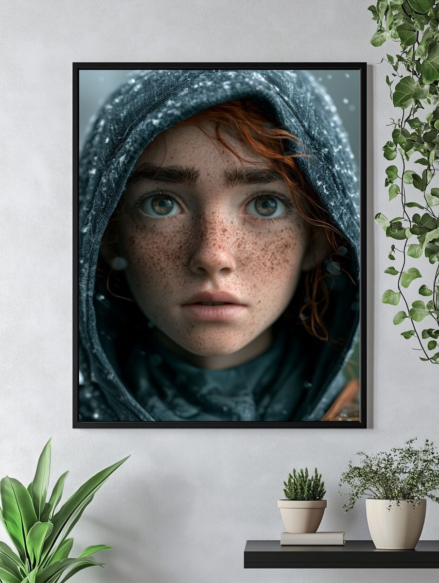 Freckled Hooded Portrait Print. — room view 4