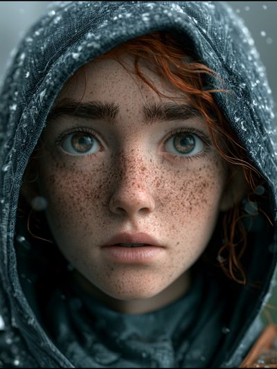 Freckled Hooded Portrait Print.