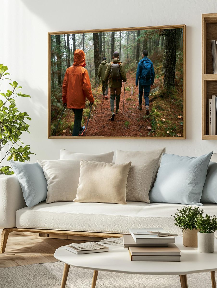 Forest Hikers Photography Poster. — room view 2