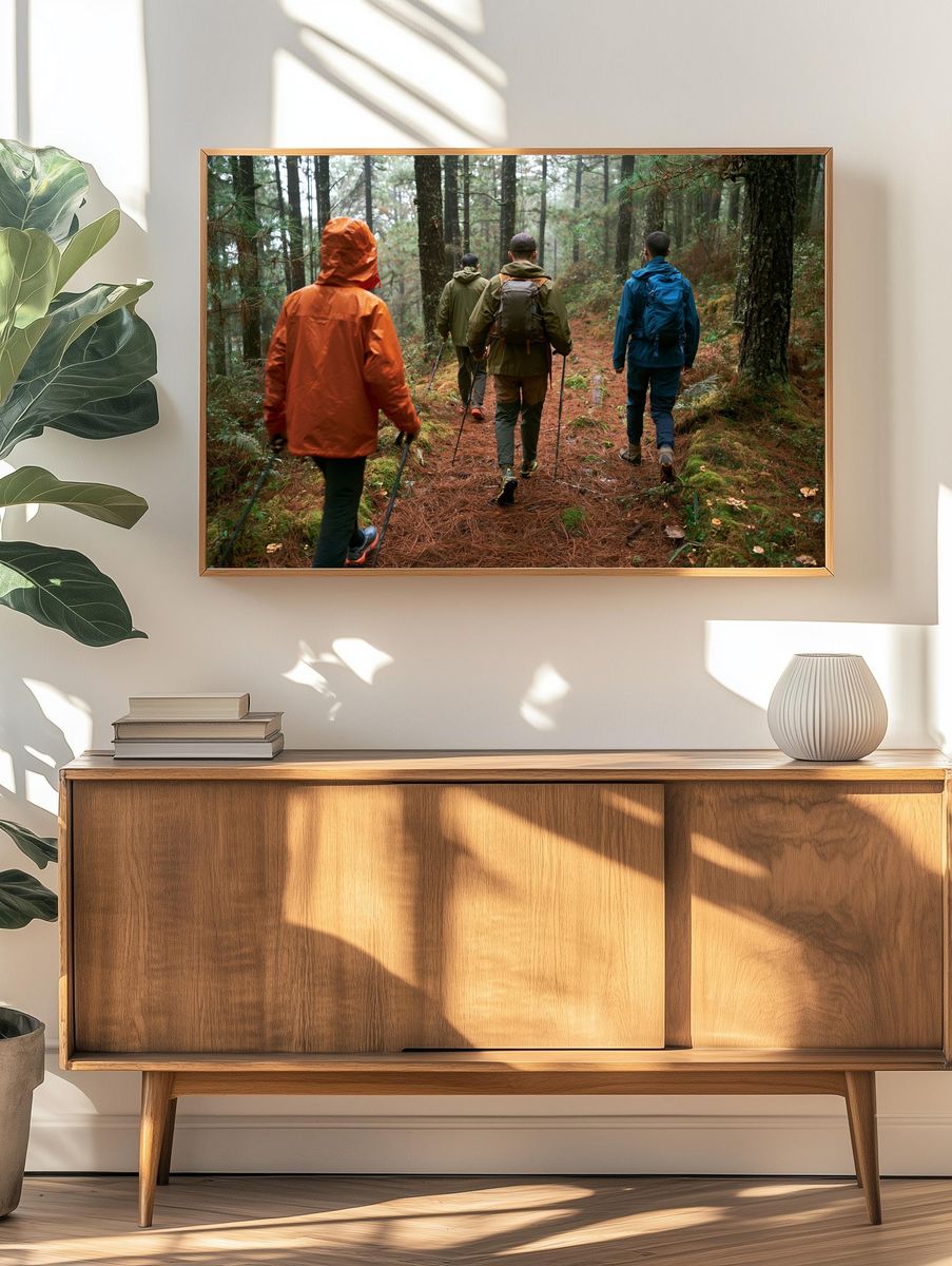 Forest Hikers Photography Poster. — room view 3