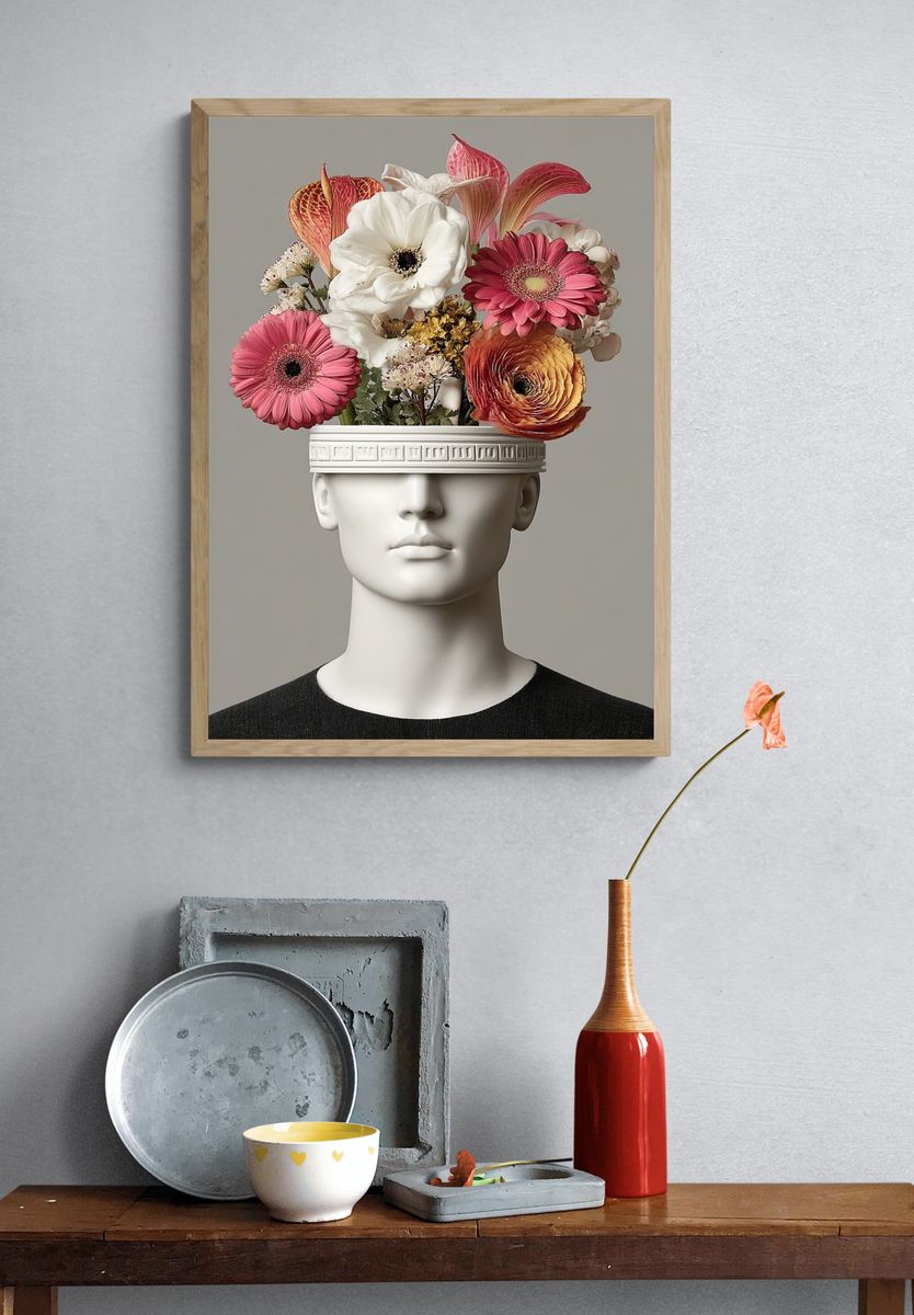 Floral Head — Contemporary Print. — room view 3