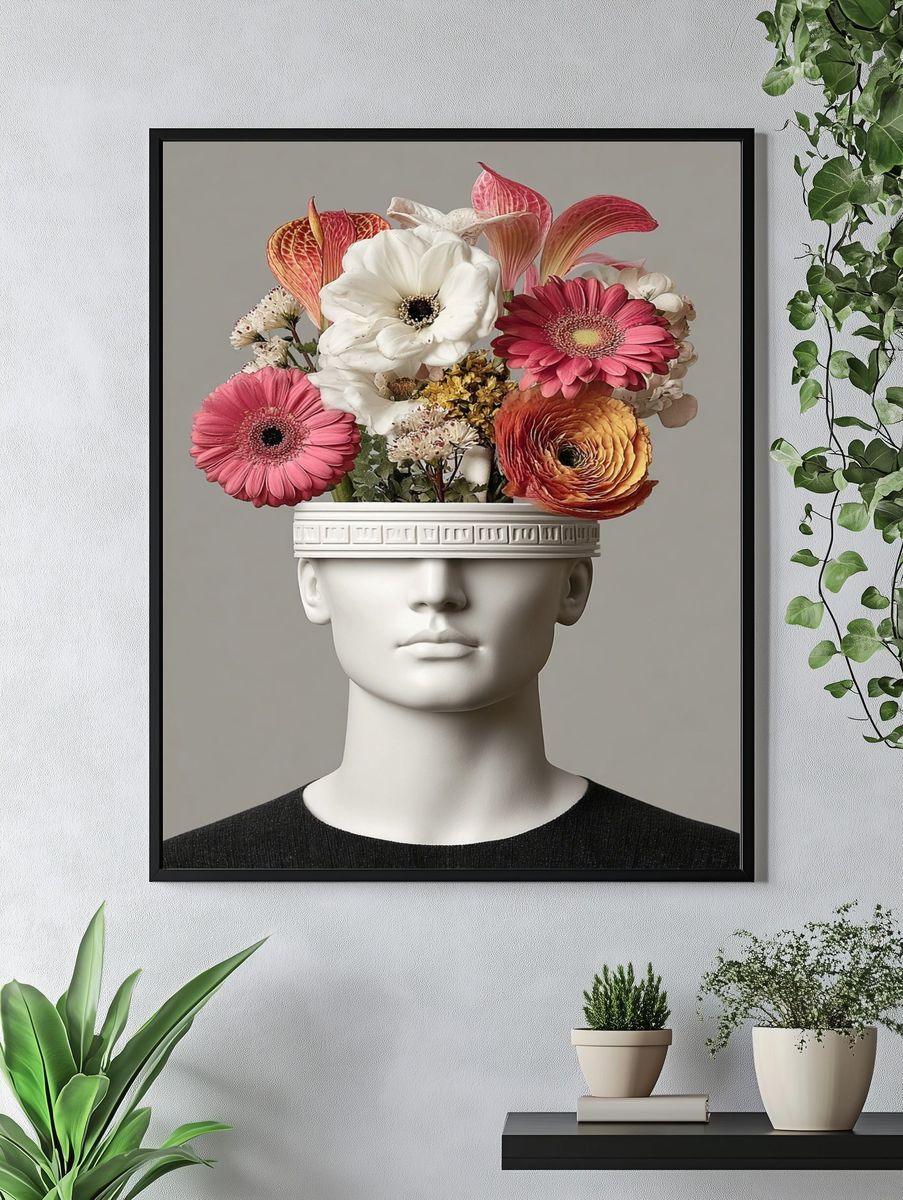 Floral Head — Contemporary Print. — room view 4