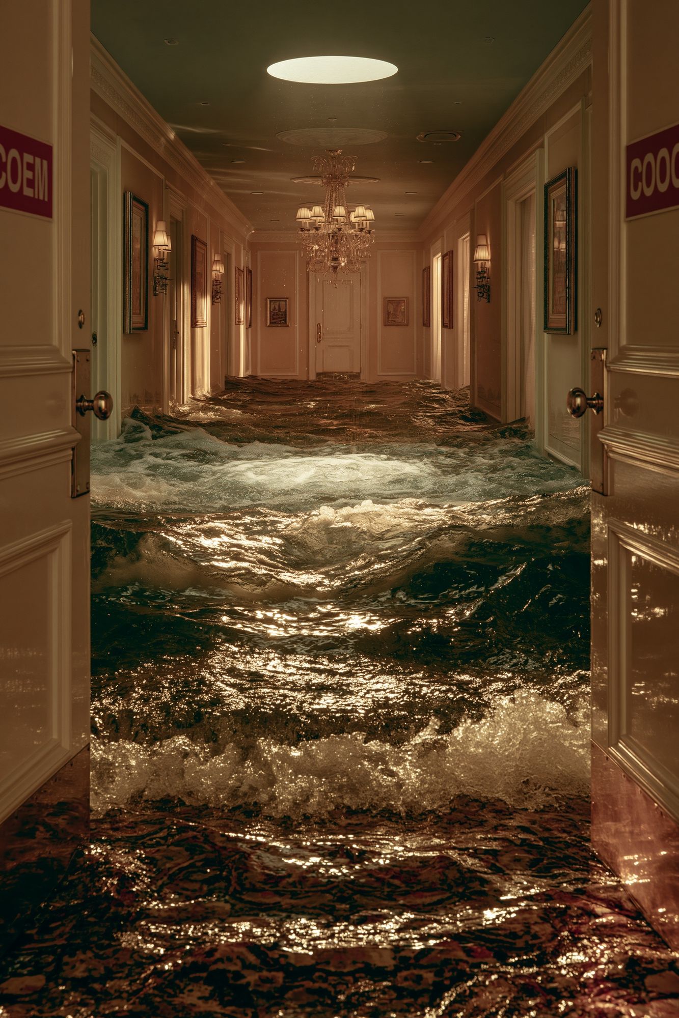 Flooded Hallway Surrealism Print. poster — fine-art art