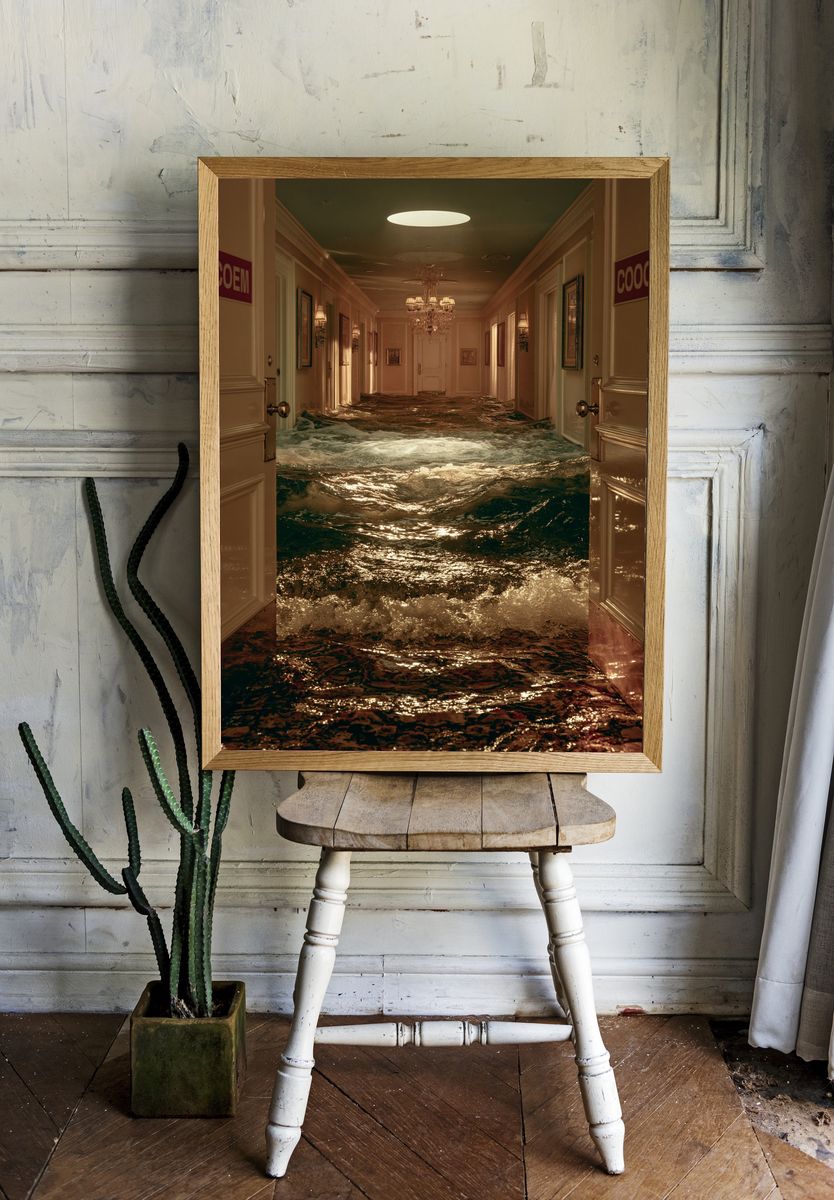 Flooded Hallway Surrealism Print. — room view 1