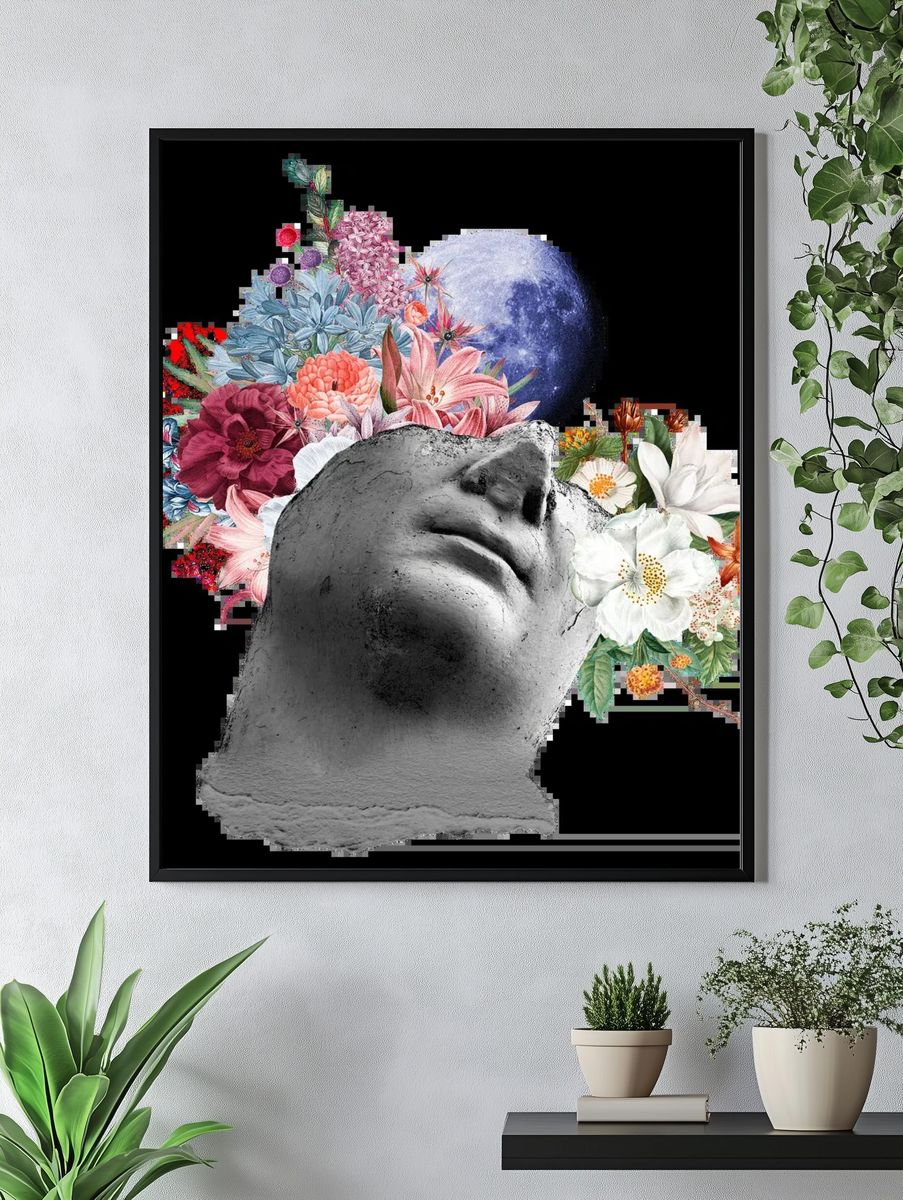 Floral Head Sculpture — Illustration Print. — room view 4