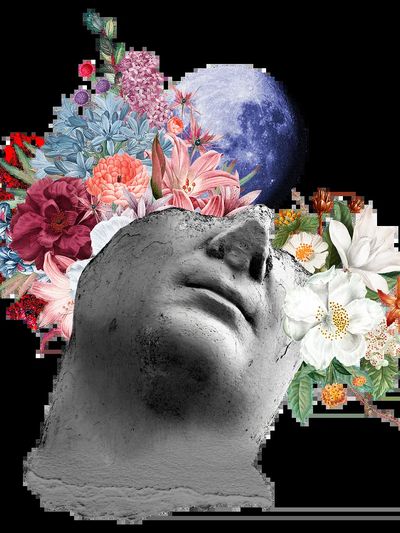Floral Head Sculpture — Illustration Print. poster print