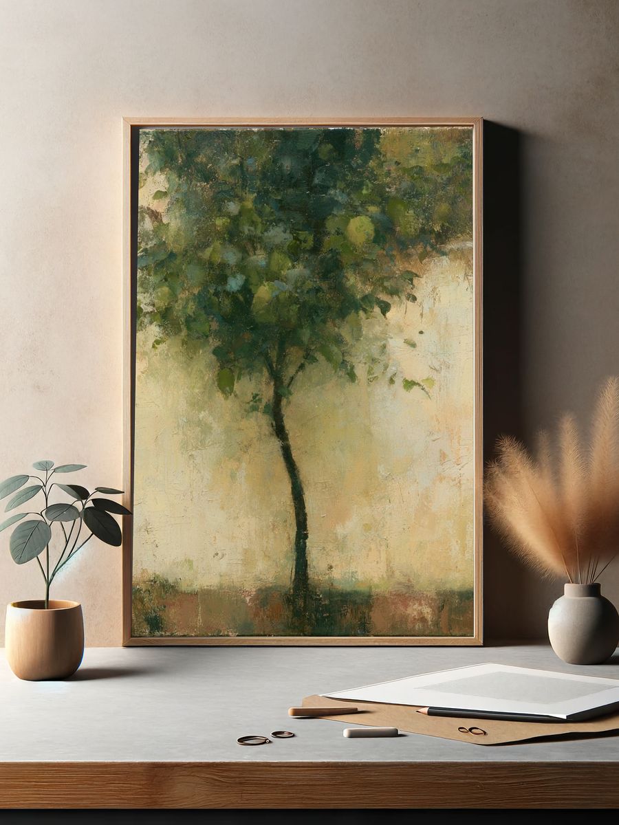 Solitary Tree Impressionist Poster. — room view 2