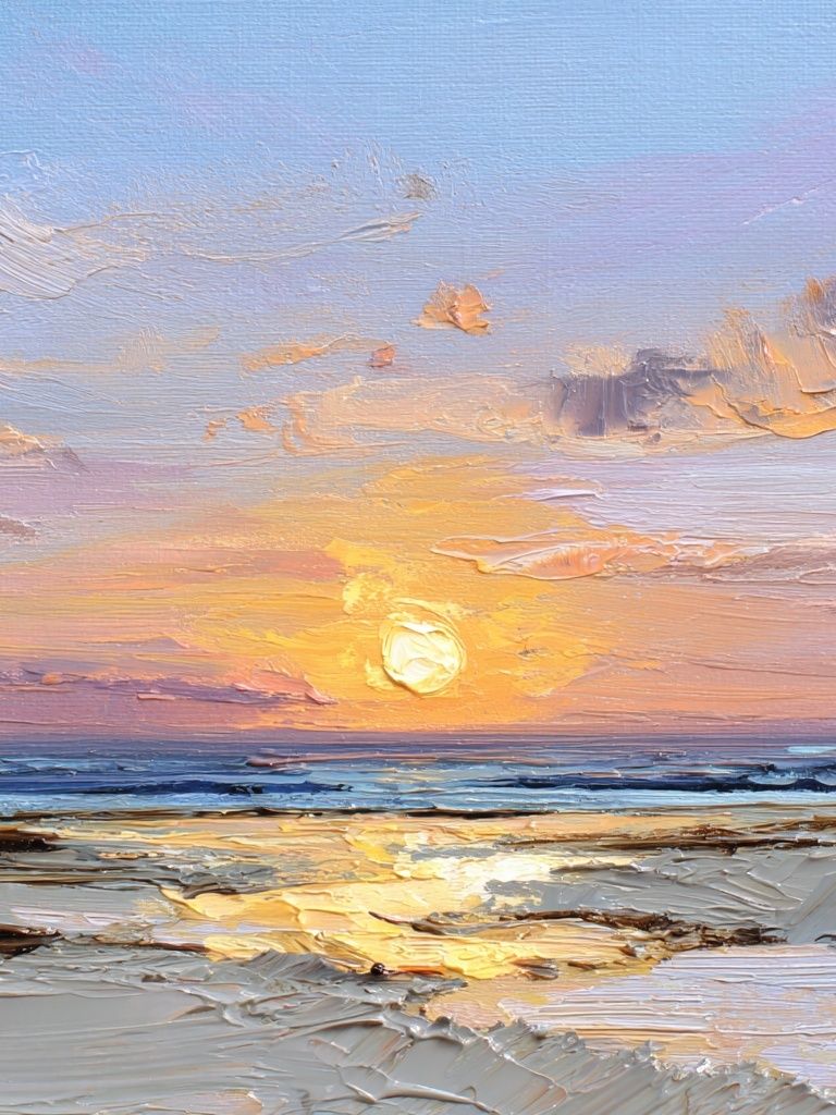 Sunset Seascape Impressionist Poster. poster detail