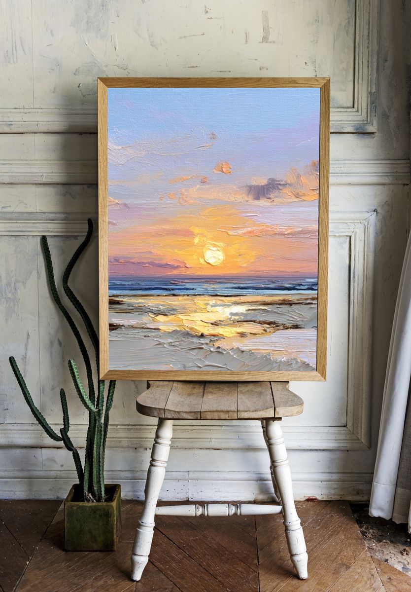 Sunset Seascape Impressionist Poster. — room view 1
