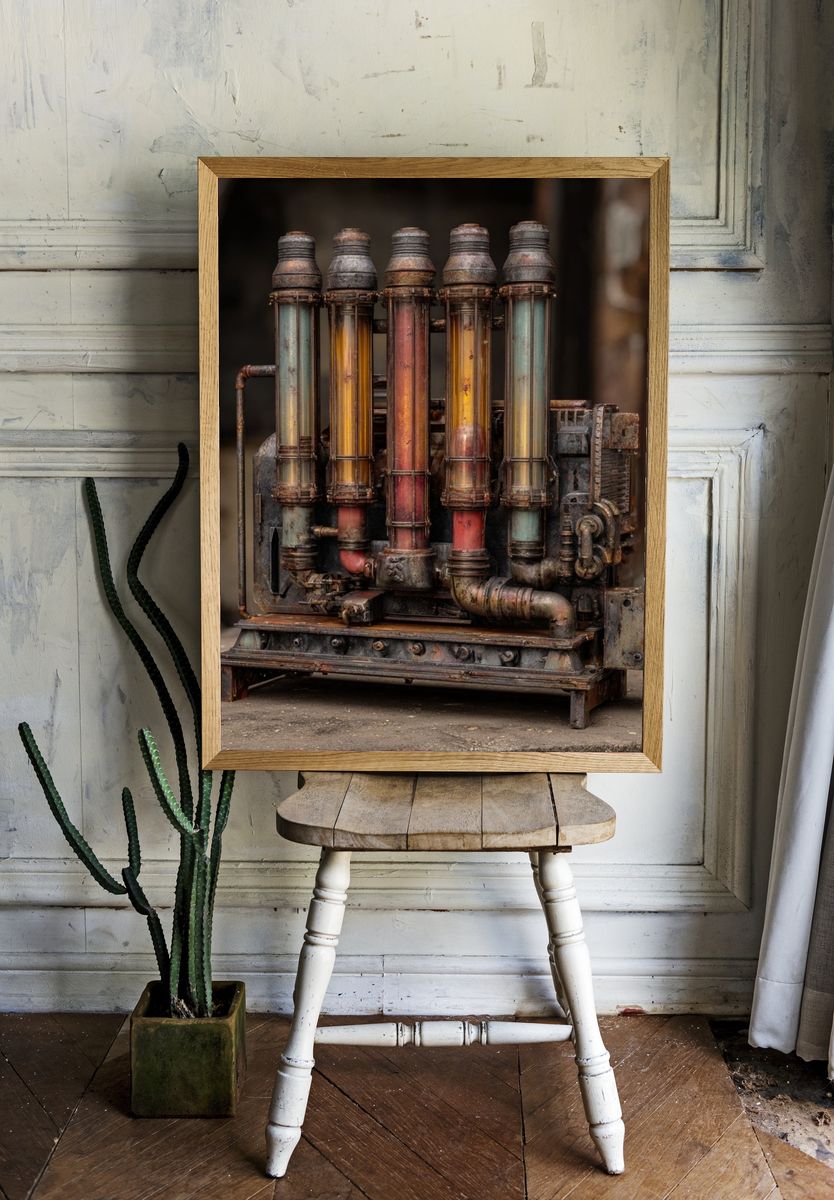 Industrial Steampunk Machine Poster. room preview