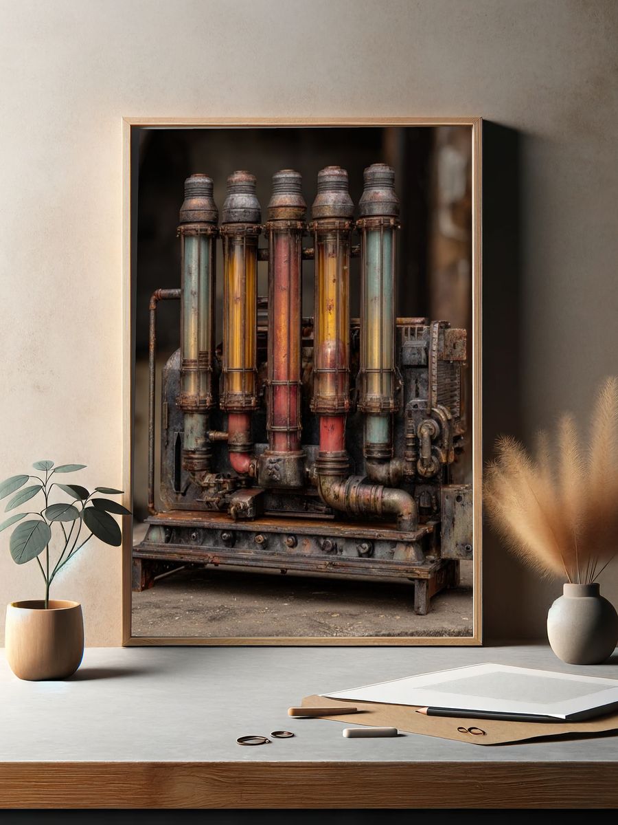 Industrial Steampunk Machine Poster. — room view 2
