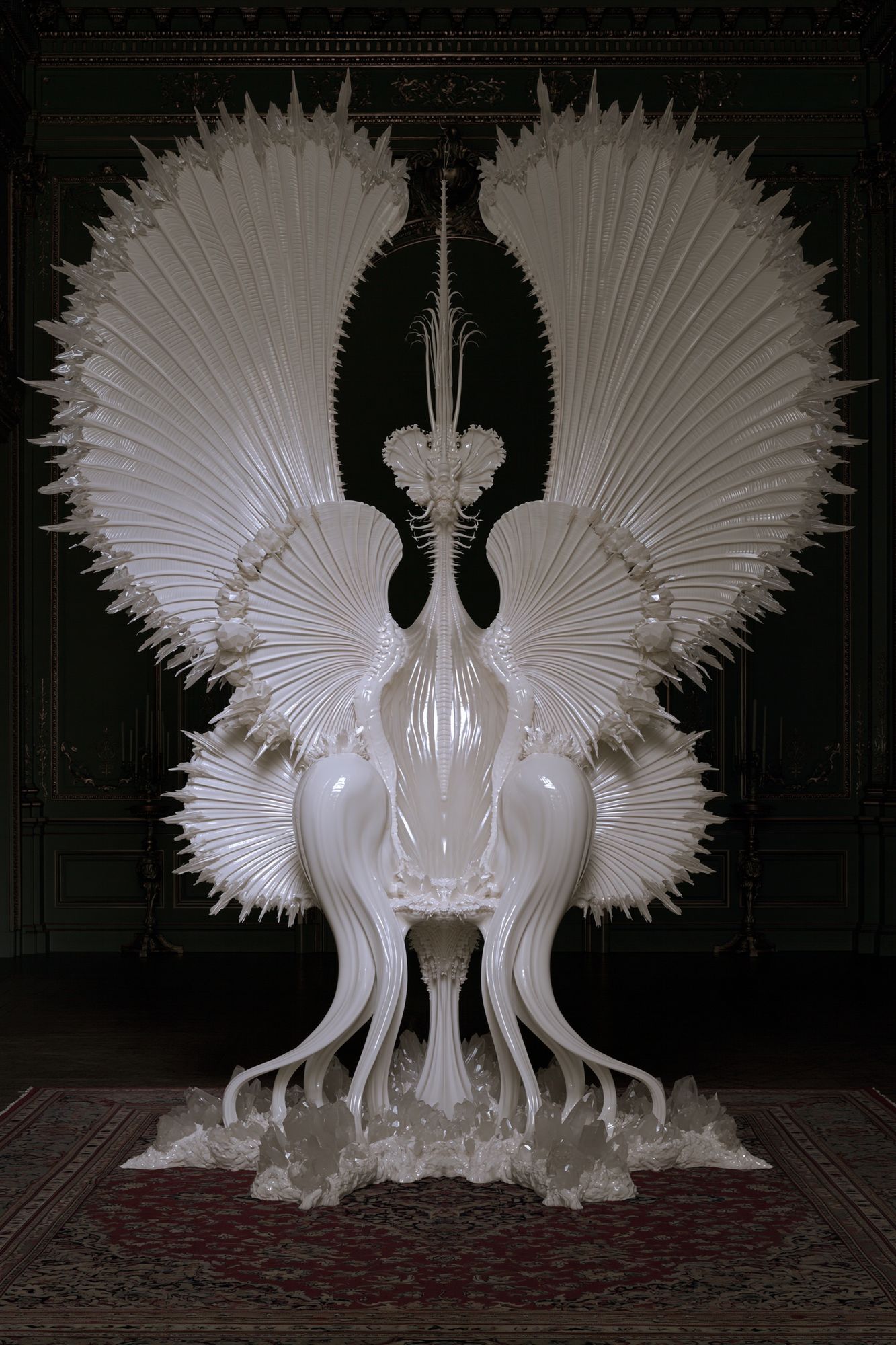 White Sculptural Throne Illustration Poster. poster — fine-art art