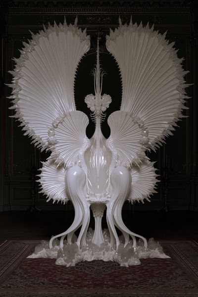 White Sculptural Throne Illustration Poster.