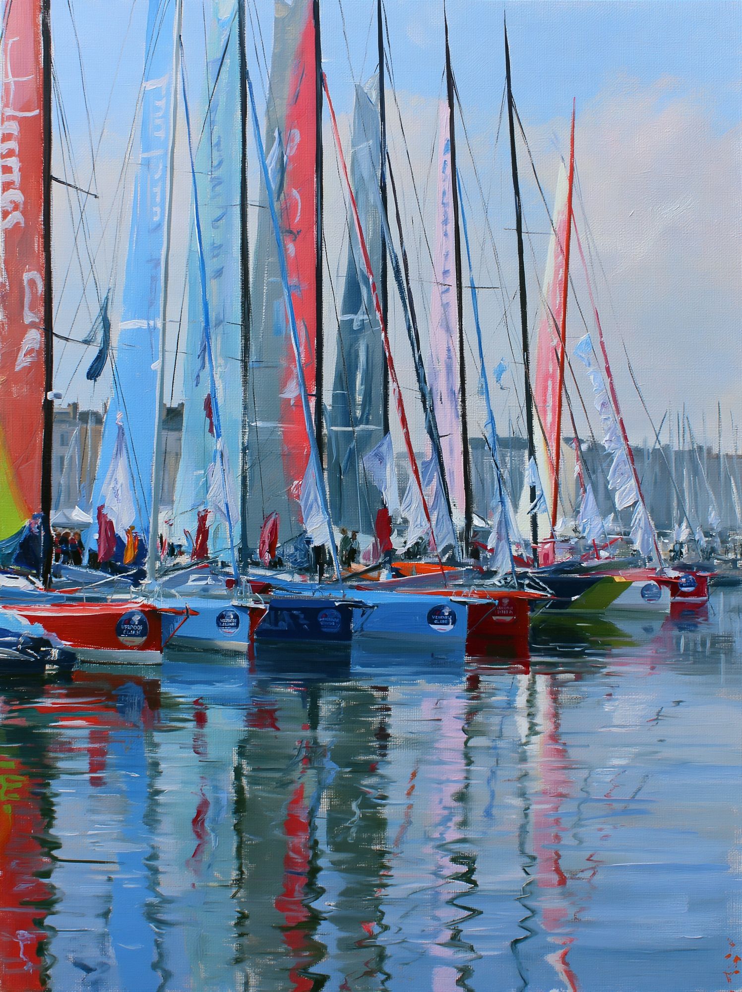 Sailboats Harbor Impressionism Poster. poster — fine-art art