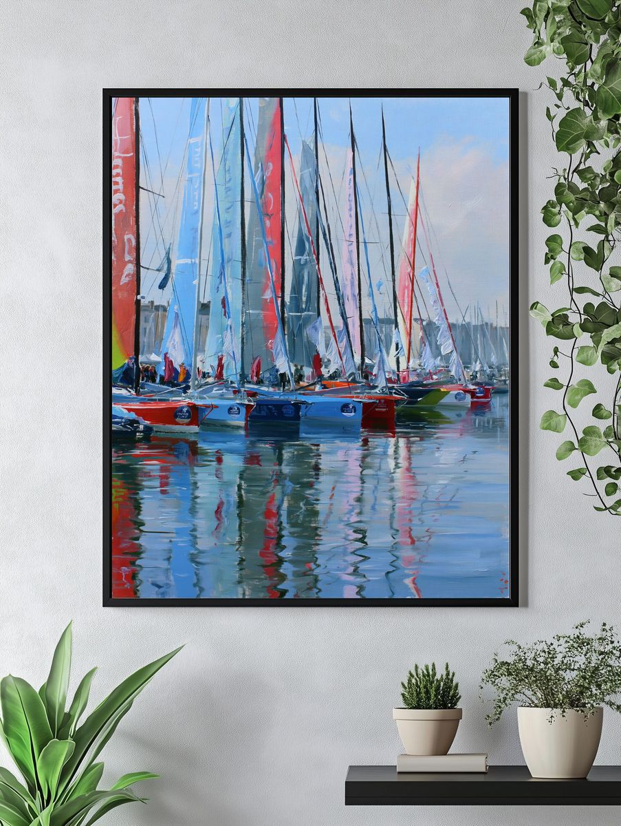 Sailboats Harbor Impressionism Poster. — room view 4