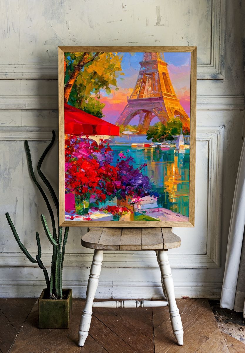 Eiffel Tower Sunset — Impressionist Print. — room view 1