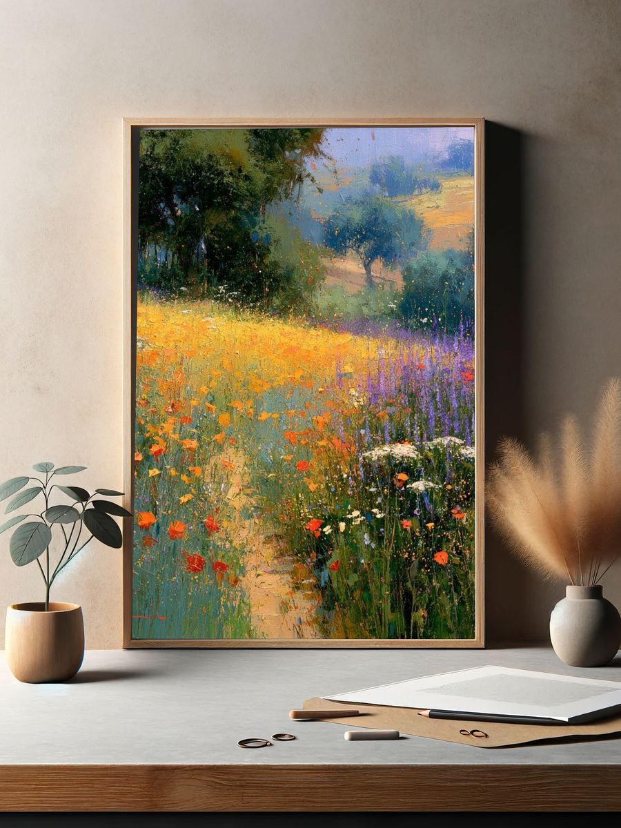 Wildflower Meadow Impressionist Poster. — room view 2