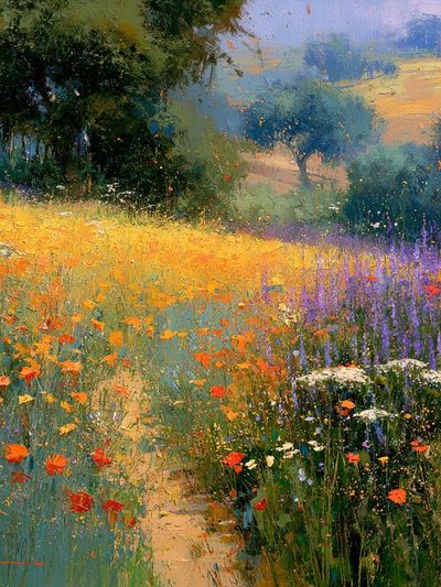 Wildflower Meadow Impressionist Poster. poster