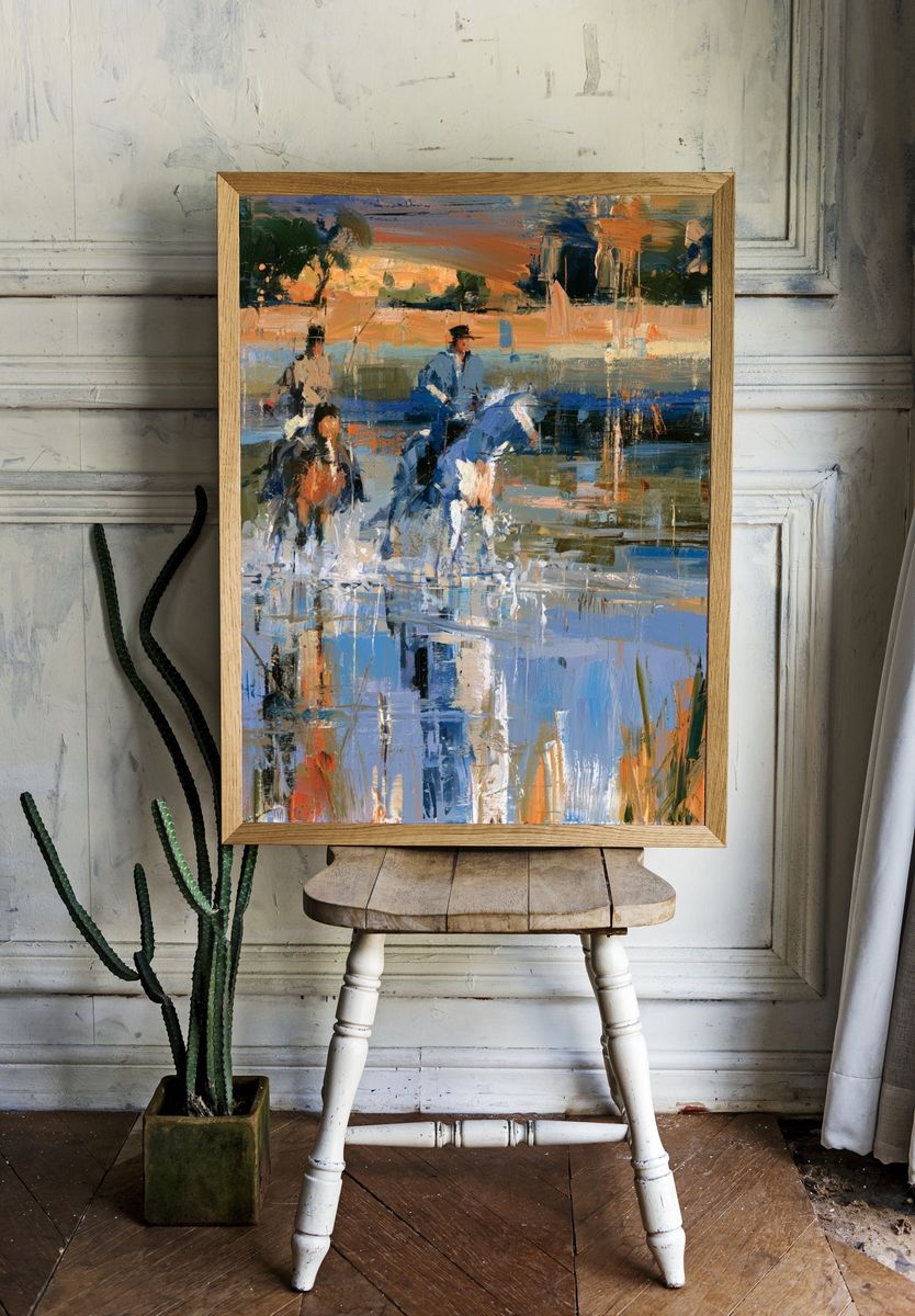 Horse Riders Impressionist Poster. room preview