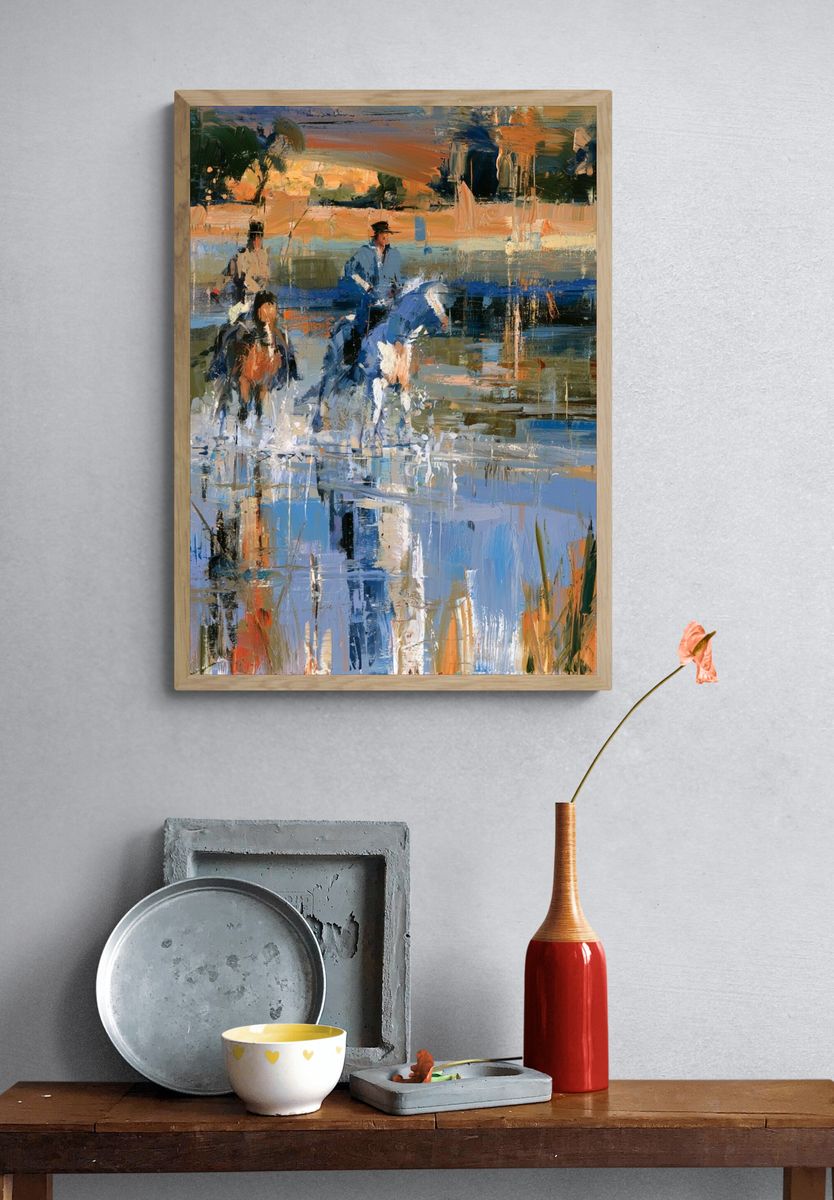Horse Riders Impressionist Poster. — room view 3
