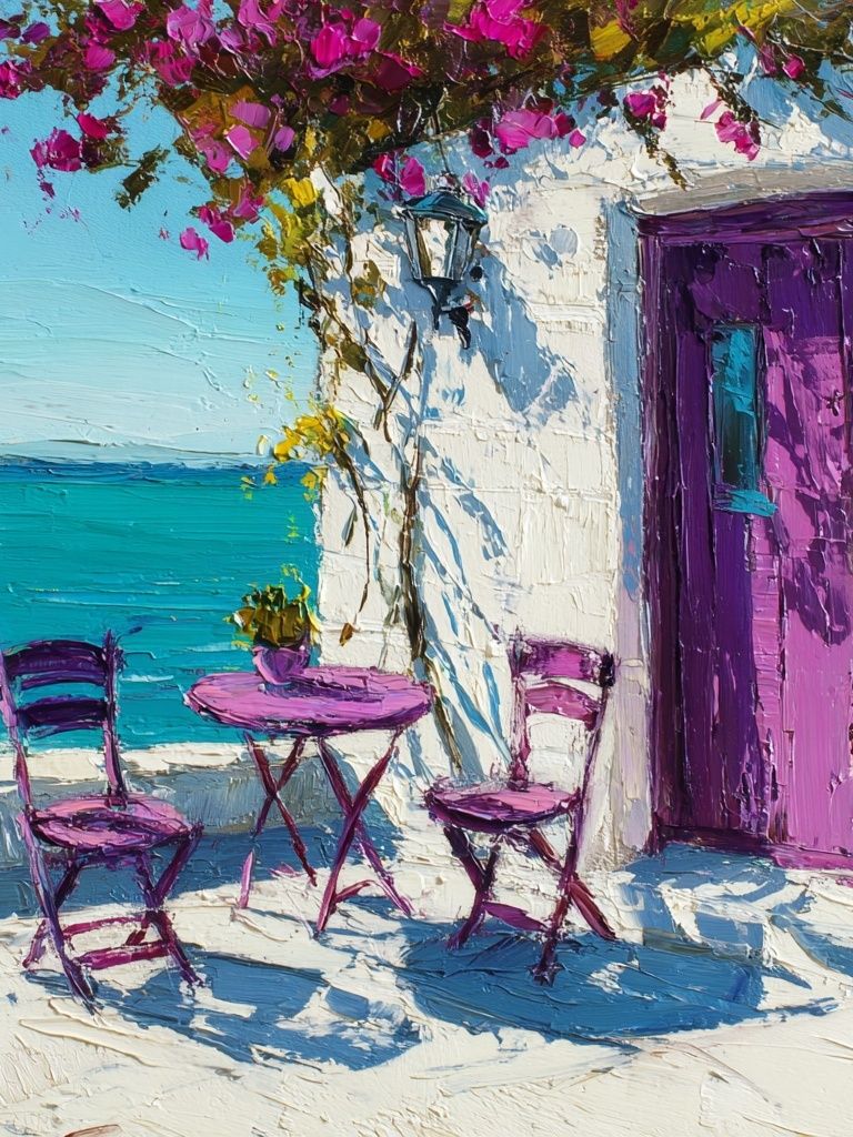 Seaside Terrace Impressionist Poster. poster — fine-art art