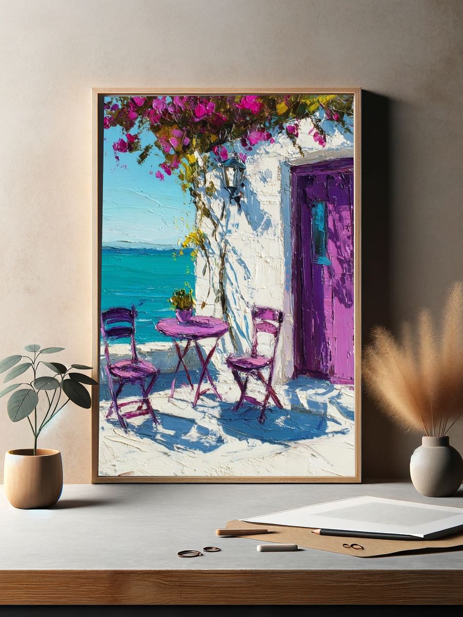 Seaside Terrace Impressionist Poster. — room view 2