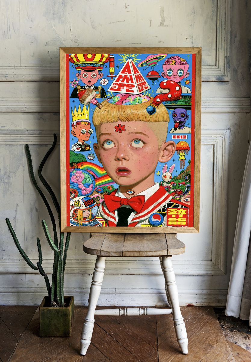 Surreal Pop Collage Poster. room preview