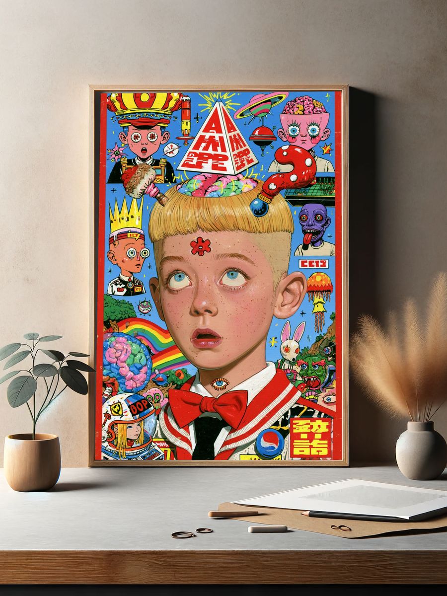 Surreal Pop Collage Poster. — room view 2